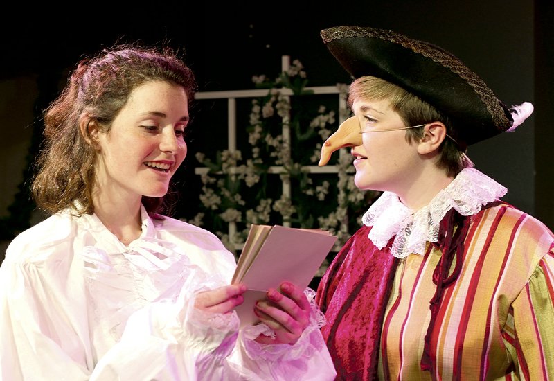 Abigail Wetzel portrays Roxane opposite Anna Hope's Cyrano in Trike Theatre's production of "Cyrano". The show runs through Sunday.