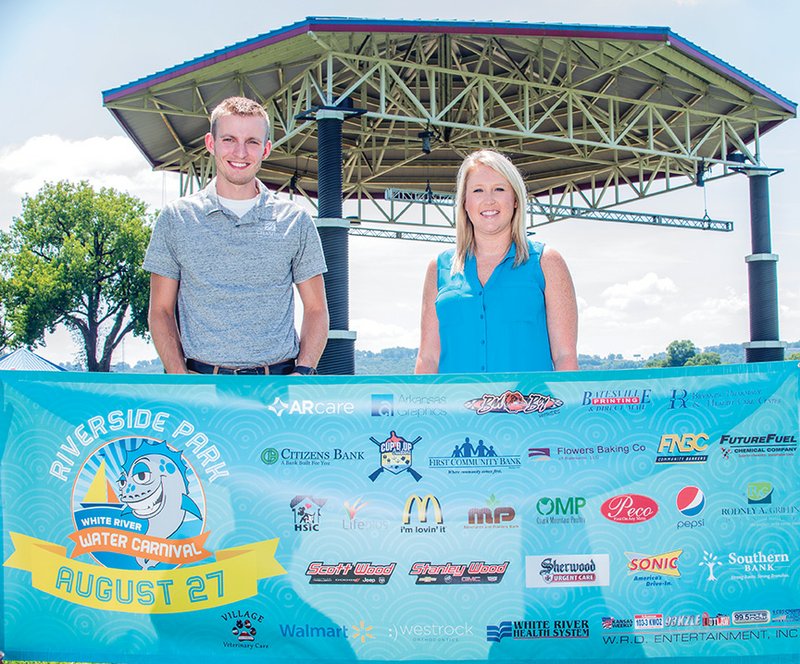 Kyle Christopher, left, Batesville Area Chamber of Commerce tourism director, and Jamie Rayford, the chamber’s
chief operating officer, said the White River Water Carnival is a longtime tradition that brings at least 10,000 people to the event site in Batesville each year. The 73rd annual White River Water Carnival will take place at Batesville’s Riverside Park on Aug. 27.