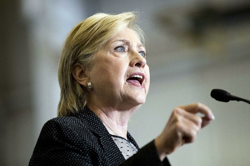 Democratic presidential candidate Hillary Clinton gives a speech on the economy after touring Futuramic Tool & Engineering, in Warren, Mich., Thursday, Aug. 11, 2016. 