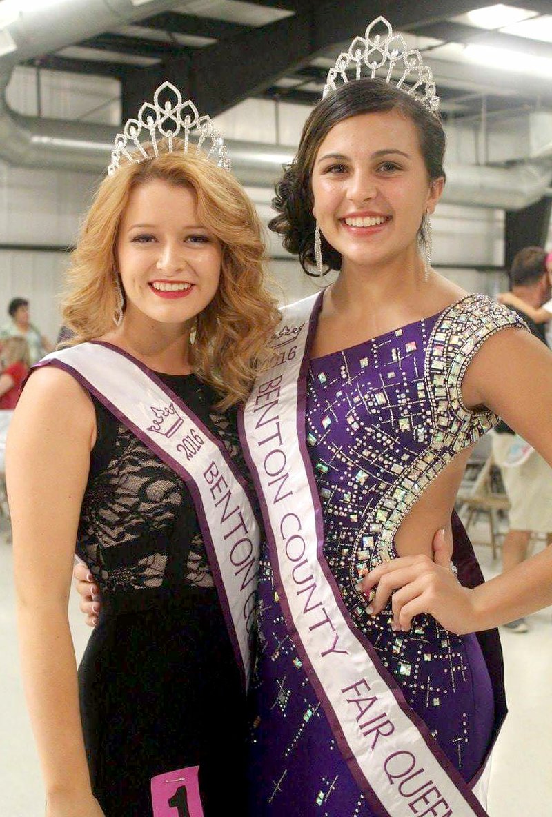 Submitted Photo Holyn Frederick of Gentry was crowned Miss Benton County Fair Queen; and Falyn Cordeiro, Miss Benton County Junior Queen, on the opening night of the fair last week.