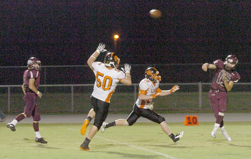 MARK HUMPHREY ENTERPRISE-LEADER Harrison Swayne, shown passing against Gravette as a sophomore, will begin his third year as Lincoln&#8217;s starting quarterback. Meet the Wolves, a community event showcasing the football and fall sports programs starts at 6:30 p.m. Friday at Lincoln&#8217;s Wolfpack Stadium.