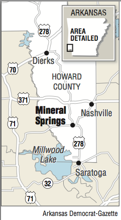 A map showing the location of Mineral Springs.