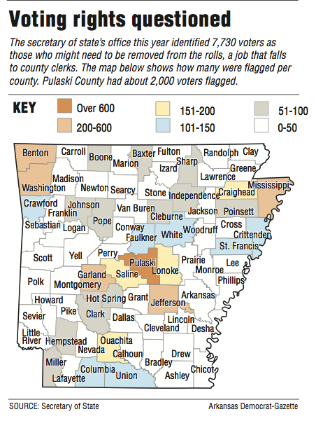 A map showing the location of flagged voters.