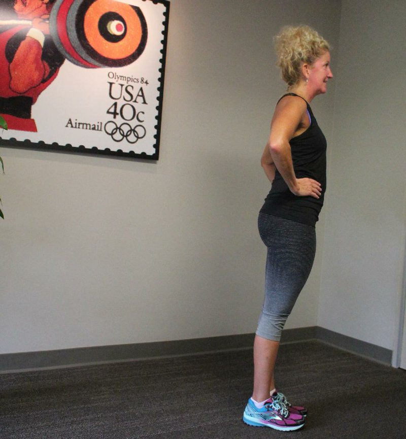 Karen Ryall does step 1 of the Split Squat With Hip Extension 