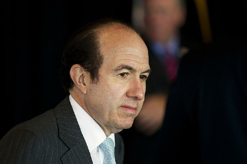 FILE - In this Wednesday, June 13, 2012, file photo, Viacom Inc. CEO Philippe Dauman waits for the start of an event in Washington. According to an internal memo, Dauman will step down, making Chief Operating Officer Tom Dooley interim CEO. 