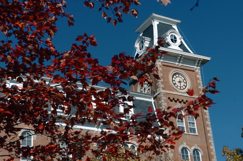 FILE - Old Main on the campus of the University of Arkansas at Fayetteville