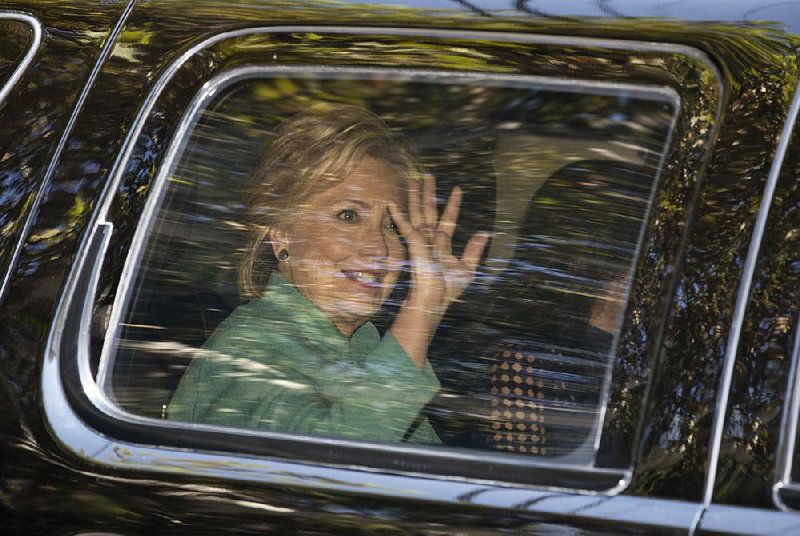 Hillary Clinton arrives for a fundraiser Tuesday at the Los Angeles home of Justin Timberlake and Jessica Biel. 