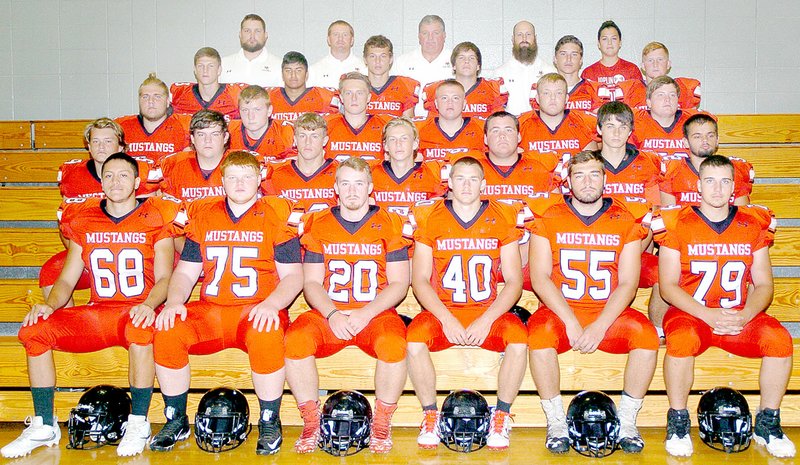 Photo by Rick Peck The 2016 McDonald County High School football team. Front row, left to right: Carlos Sanchez, Kyle Hall, Jake Will, Will Dean, Corvin Black and Wyatt Griffith. Second row: Tanner Harner, Trey Black, Micah Burkholder, Marshall Foreman, Tinker Kinser, Jaxsson Dawdy and Matthew Calhoun. Third row: Elliott Wolfe, Creed Lindquist, Jesse Cravens, Dylan Akins, Wil Smith and Will Gordon. Fourth row: Peyton Barton, Isrrael De Santiago, Cole DelosSantos, Bucky Harrell, Kennedy Hodson and Oakley Roessler. Back row: Coaches Chris Cain, Sean McCullough, John Diehl, Blake Martin and trainer Alex Lyons.