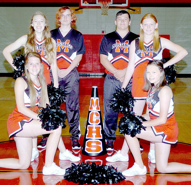Photo by Rick Peck The McDonald County High School 2016 freshman cheerleaders. Front row, left to right: Tristen Hands and Heather Renner. Middle row: Maggie Amey and Chloe Teague. Back row: Triston Lawson and Sam Whitehill. Not present: Demi Meador.
