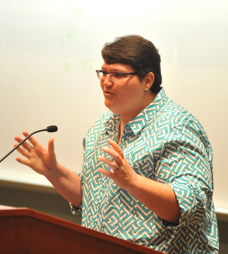 The Sentinel-Record/Mara Kuhn WOMEN MENTORS: Rebekah Robinette, pictured above, and other speakers  Alanah Claybaugh, Suzanne Mitchell and Andrea Roberts discussed STEM fields and mentors Wednesday for a Million Women Mentors launch at National Park College. The national initiative is meant to advance girls and women in STEM careers through mentoring.