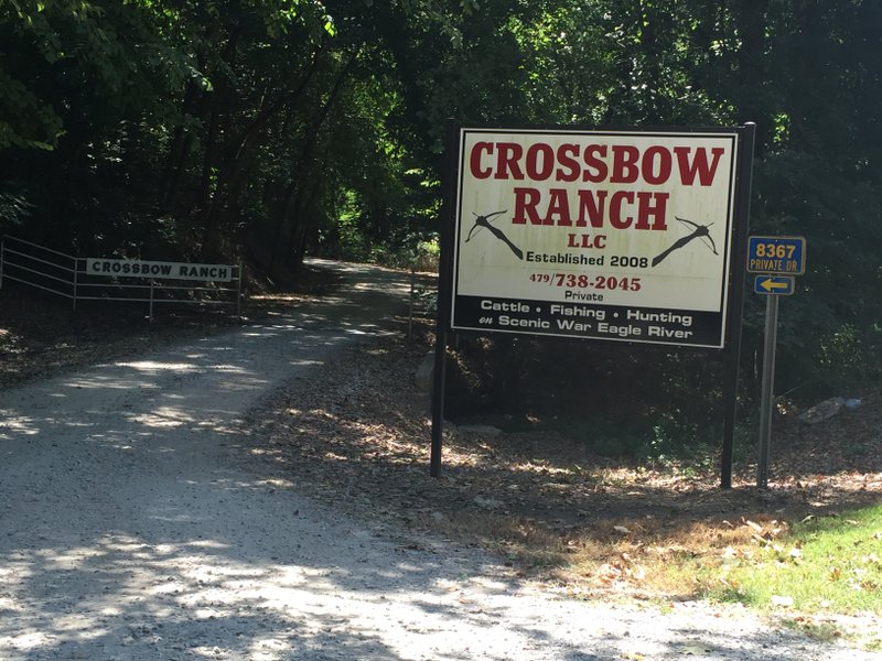 A sign at the entrance to the Crossbow Ranch in northwest Madison County. A 2-year-old boy who wandered away from his home at the ranch was found dead Wednesday morning.