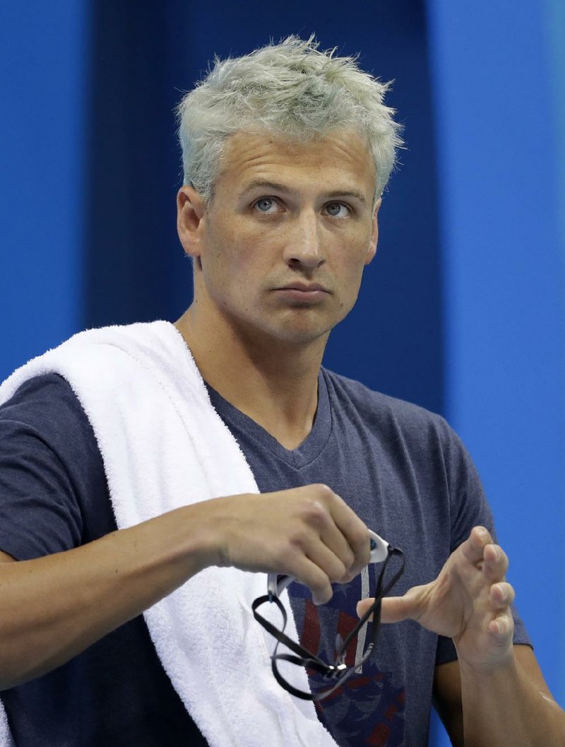 United States' Ryan Lochte prepares before a men's 4x200-meter freestyle heat during the swimming  at the 2016 Summer Olympics, Tuesday, Aug. 9, 2016, in Rio de Janeiro, Brazil. 