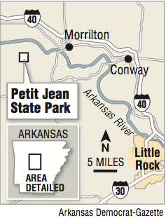 Map showing the location of Petit Jean State Park