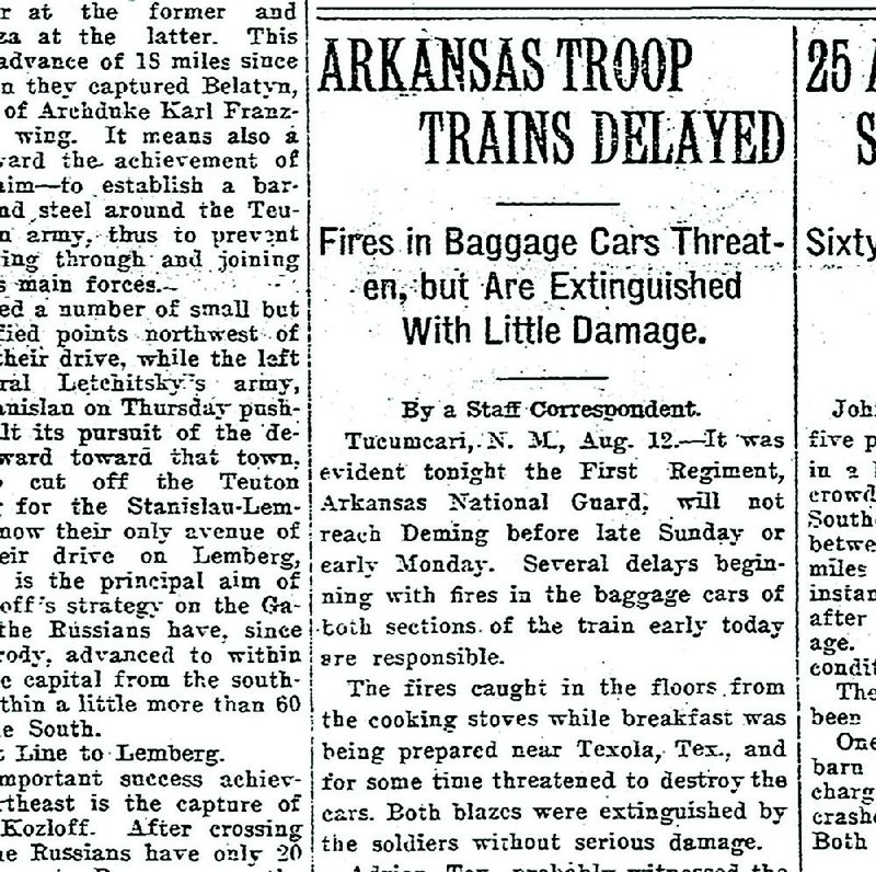 Excerpt from Page One Arkansas Gazette from Aug. 13, 1916 