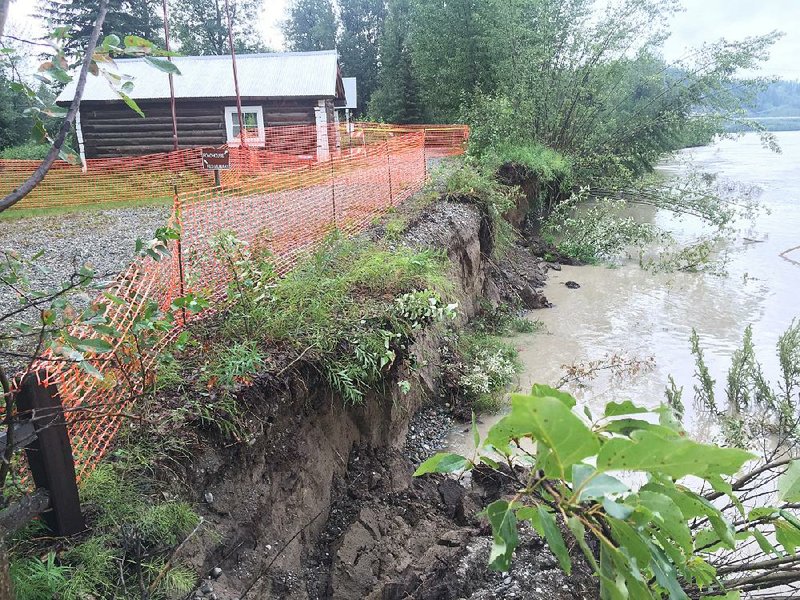 This building at Alaska’s Big Delta State Historical Park, about 90 miles southeast of Fairbanks, recently had to be moved back 50 feet from an eroding riverbank. 