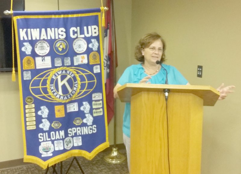 Photo submitted Dawn Denton, landscape designer with Gardens by You and Me, was the guest speaker for the Siloam Springs Kiwanis Club on Aug. 24. Denton spoke about what people can do in beautifying the city. The Kiwanis Club meets from 11:30 a.m. to 1 p.m. each Wednesday in the Dye Conference Room on the campus of John Brown University.
