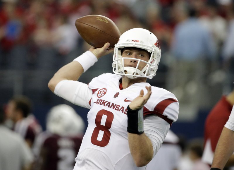 The Associated Press TAKING CHARGE: Arkansas quarterback Austin Allen passes during warm-ups before an NCAA college football game against Texas A&M. The junior will have his first chance to show exactly how ready he is when he makes his first start for the Razorbacks when they host Louisiana Tech on Saturday.