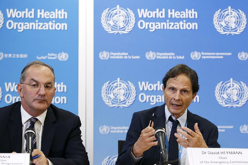 David Heymann, (right) chairman of the U.N. committee on Zika, and Peter Salama of the World Health Organization said Friday in Geneva that experts still don’t know Zika’s true risk.