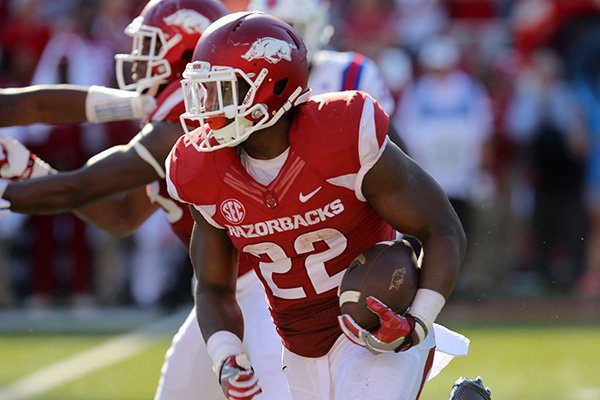 Arkansas running back Rawleigh Williams carries the ball during a game against Louisiana Tech on Saturday, Sept. 3, 2016, at Razorback Stadium in Fayetteville. 