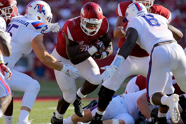 Arkansas running back Rawleigh Williams carries the ball during a game against Louisiana Tech on Saturday, Sept. 3, 2016, in Fayetteville. 