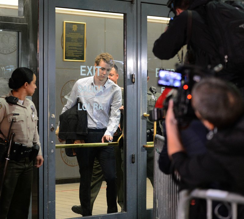 Brock Turner leaves the Santa Clara County Main Jail in San Jose, Calif., on Friday, Sept. 2, 2016. Turner, whose six-month sentence for sexually assaulting an unconscious woman at Stanford University sparked national outcry, was released from jail after serving half his term. 
