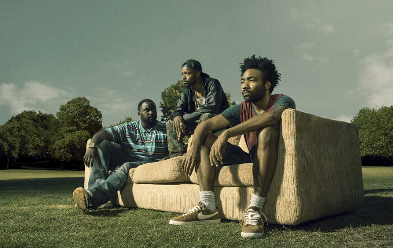 Atlanta stars (from left) Brian Tyree Henry, Keith Stanfield and Donald Glover. The comedy/drama debuts at 9 p.m. today on FX.
