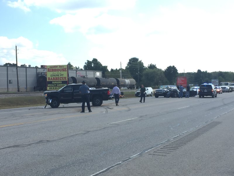 The scene of a fatal wreck Tuesday afternoon on U.S. 62 near the Rogers Executive Airport.