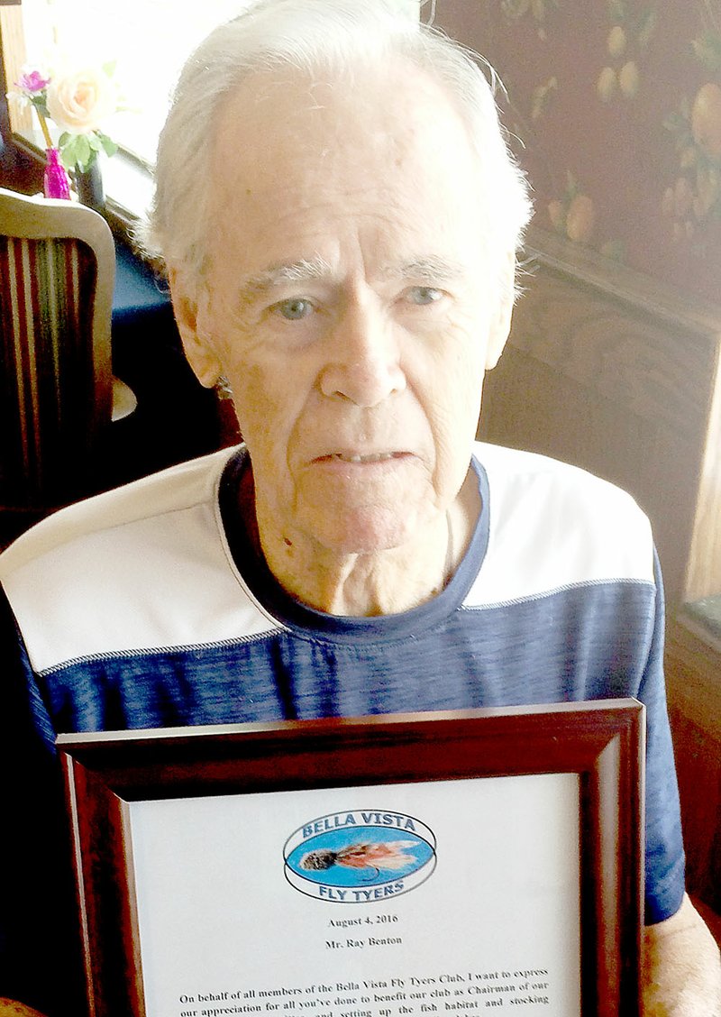 Photo submitted by George Peterson Ray Benton was presented Lifetime Membership by the Bella Vista Fly Tyers.