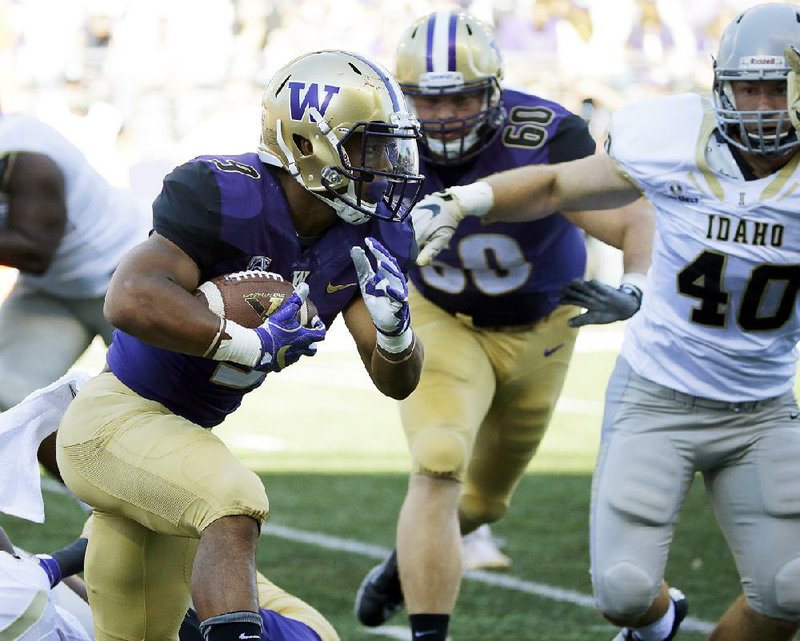 Washington running back Myles Gaskin ran for a team-high 67 yards and a touchdown to lead the No. 8 Huskies to a 59-14 victory over Idaho on Saturday in Seattle.