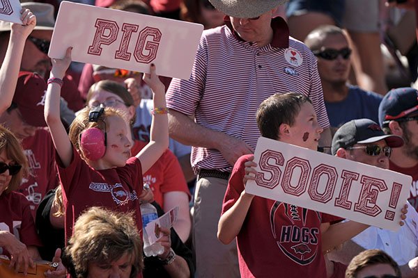 Arkansas fans cheer during a game against Louisiana Tech on Saturday, Sept. 3, 2016, in Fayetteville. 