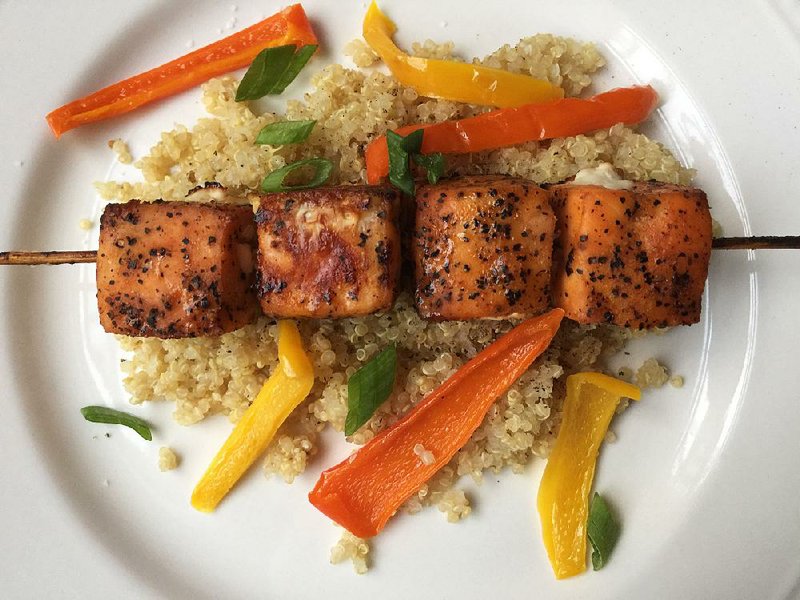 Sriracha Salmon With Quinoa and Peppers 