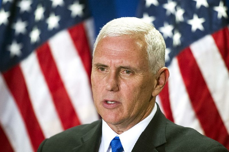 Republican vice president candidate, Indiana Gov. Mike Pence speaks at the Republican National Headquarters on Capitol Hill in Washington, Tuesday, Sept. 13, 2016.