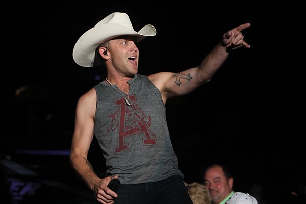 Country music artist Justin Moore performs at a concert in Hot Springs on Aug. 23, 2015. 