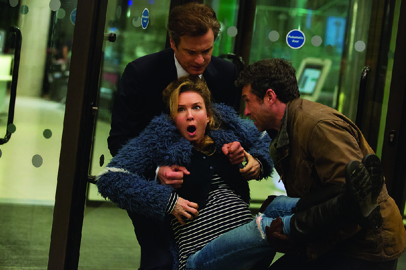 Mark (Colin Firth), Bridget (Renee Zellweger) and Jack (Patrick Dempsey) form a love triangle in Sharon Maguire’s Bridget Jones’s Baby.