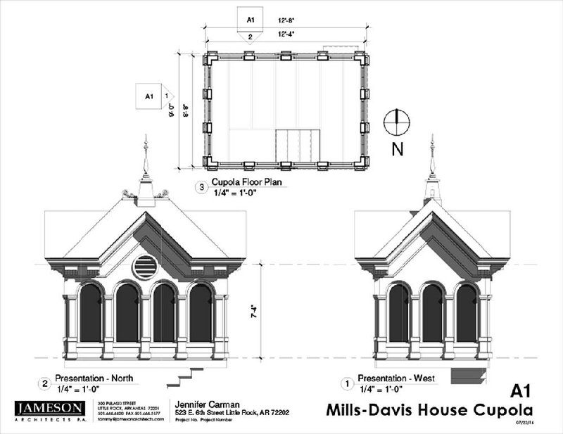 Tommy Jameson, an architect who specializes in historic preservation, created a design to reconstruct the Mills-Davis house’s cupola, which was removed in the late 1940s when the house was re-roofed.