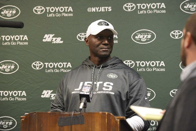 New York Jets head coach Todd Bowles  talks to reporters after his team's 37-31 win over the Buffalo Bills in an NFL football game on Thursday, Sept. 15, 2016, in Orchard Park, N.Y. 