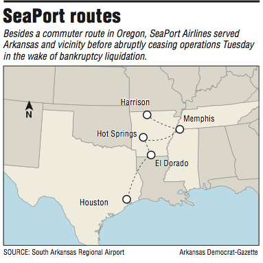 A map showing SeaPort routes.