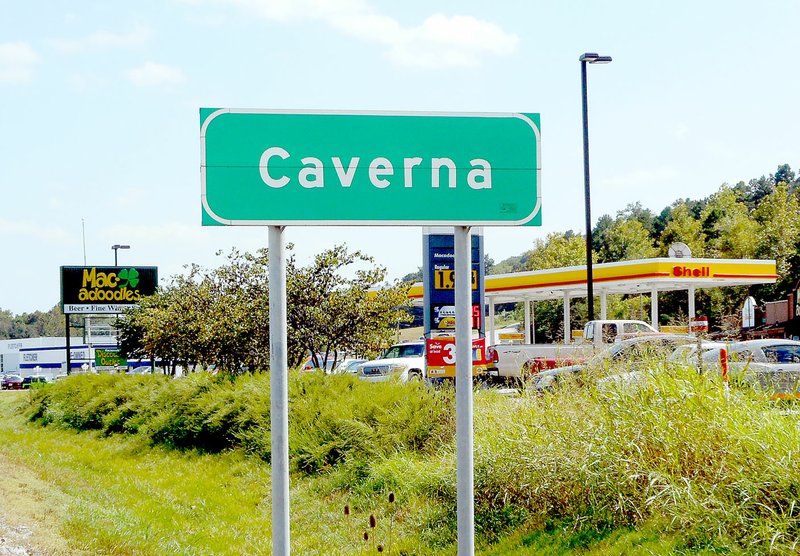 Photo courtesy of Xyta Lucas The Caverna sign is visible as one travels south on Highway 71 toward Macadoodles, not far north of the Arkansas state line.