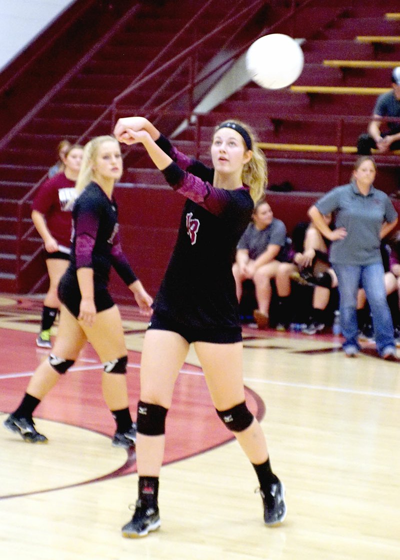 RANDY MOLL NWA MEDIA Lincoln sophomore Jessica Goldman is one of the taller Lady Wolves, at 5-feet-9. Lincoln defeated Gentry, 3-2, Thursday in conference volleyball play.