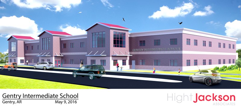 Above is a Hight Jackson rendering of a proposed new classroom facility at the Gentry Intermediate School Campus.