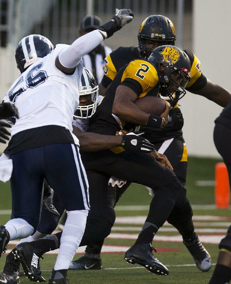 Quarterback Brandon Duncan (center, number 2) returns for his senior season at Arkansas-Pine Bluff. The Golden Lions went 1-10 overall and 1-8 in the Southwestern Athletic Conference last season. UAPB opens the season Sept. 2 against Morehouse College in Pine Bluff.