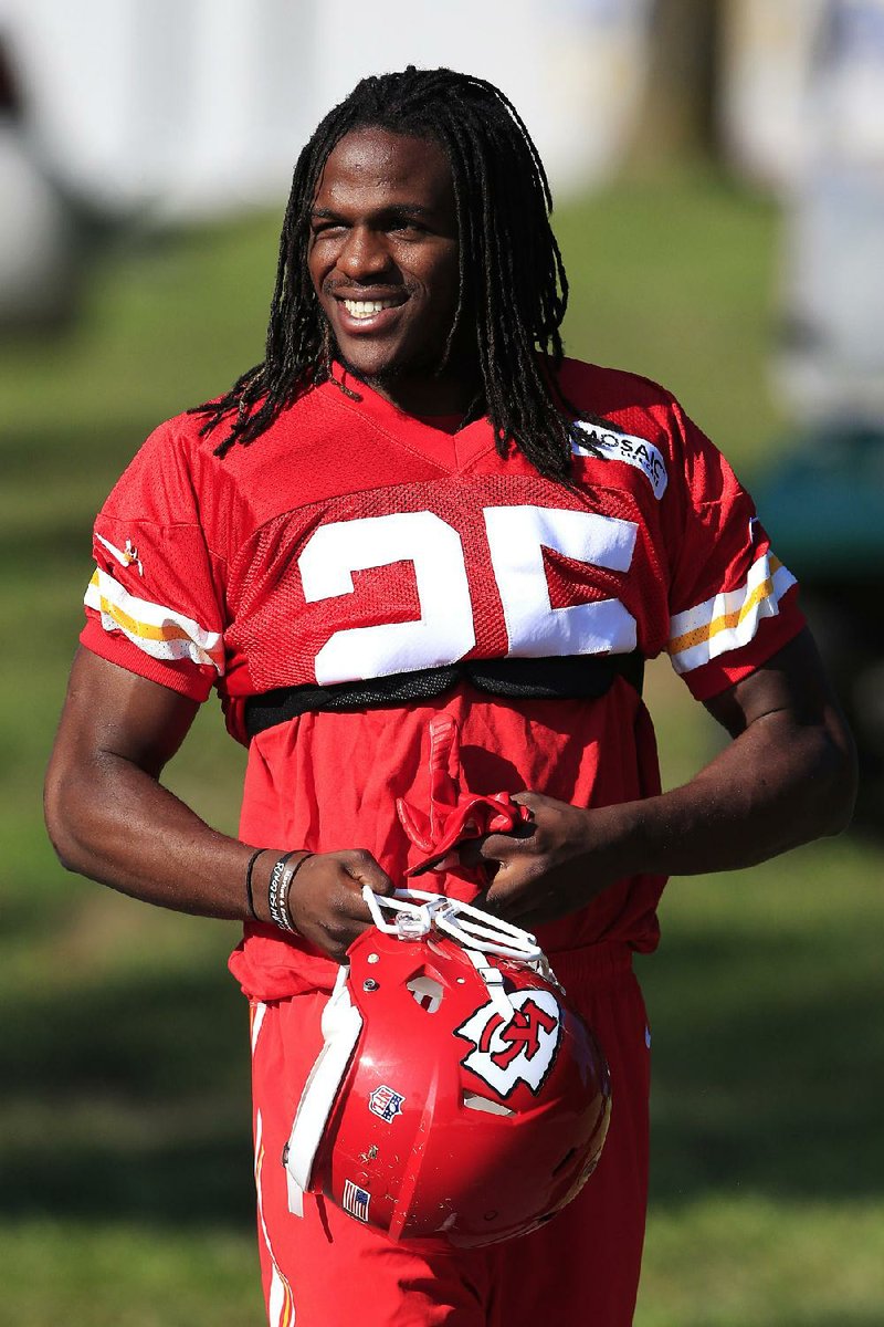 Kansas City Chiefs running back Jamaal Charles during NFL football training camp in St. Joseph, Mo., Wednesday, Aug. 17, 2016. 