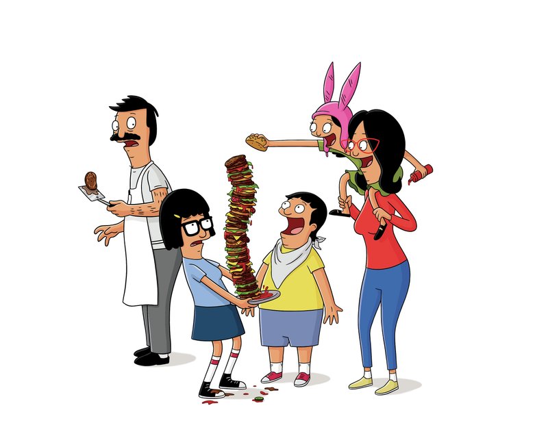 The Belcher family from the show Bob's Burgers