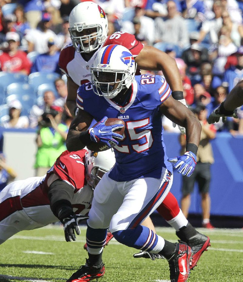 Buffalo Bills running back LeSean McCoy rushed for 110 yards and 2 touchdowns on 17 carries Sunday in a 33-18 victory over the Arizona Cardinals in Orchard Park, N.Y. He also caught 3 passes for 6 yards.