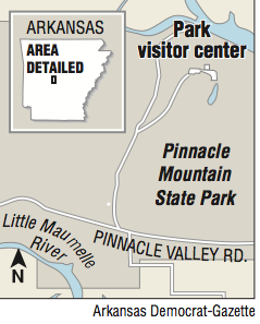 Map showing the location of Pinnacle Mountain State Park