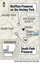 A map showing the location of nature preserves in Van Buren County.