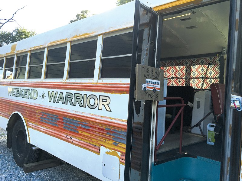  April and Adrian West will also show off their converted school bus camper.