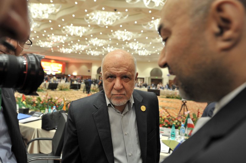 Iran's Oil Minister Bijan Namdar Zanganeh attends the opening session of the 15th International Energy Forum Ministerial meeting in Algiers, Algeria, Tuesday, Sept. 27, 2016. 