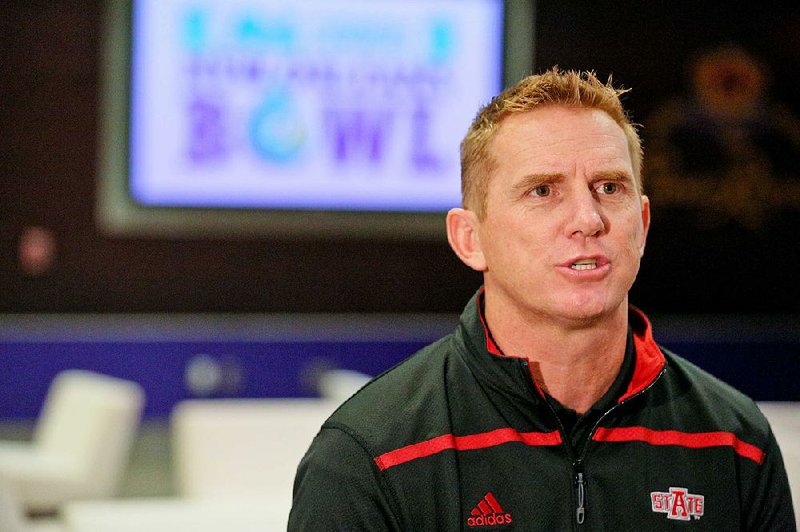 Arkansas State Red Wolves head coach Blake Anderson during Media Day on December 17, 2015.