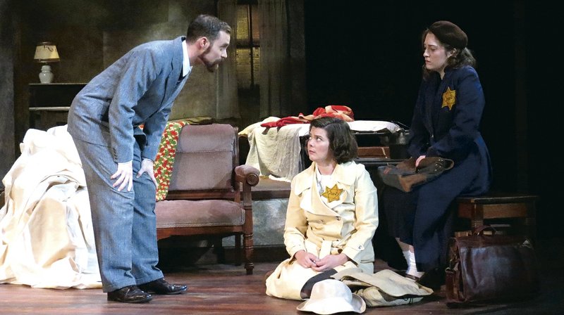 Justin Mackey as Otto Frank, Halley Mayo as Anne Frank and Emily Avona as Margot Frank rehearse for the University Theatre production of “The Diary of Anne Frank.”